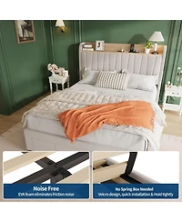 gaomon Bed Frame with Storage Headboard, Upholstered Platform Beds Drawers, Charging Station, Noise-Free
