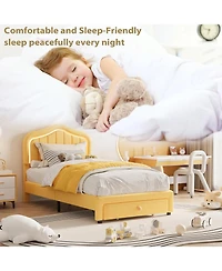 gaomon Twin Led Upholstered Bed Frame Storage Drawer Velvet Princess Platform Sturdy Wooden Slats Easy Assembly No Box Spring