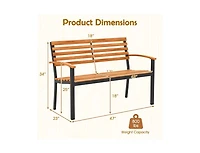 Slickblue Patio Acacia Wood Loveseat Bench with Backrest and Armrests