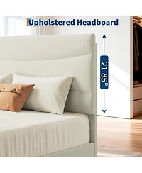 gaomon King Size Bed Frame , Upholstered Platform Bed Frame King Size with Sturdy Wood Slats Support, No Box Spring Needed, Easy Assembly