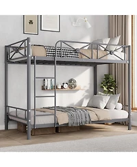gaomon Metal Bunk Bed Heavy Duty Safety Guard Rails Space-Saving Steel Bed Frame.