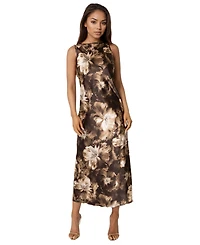 Bebe Women's Satin Sleeveless A-Line Maxi Dress