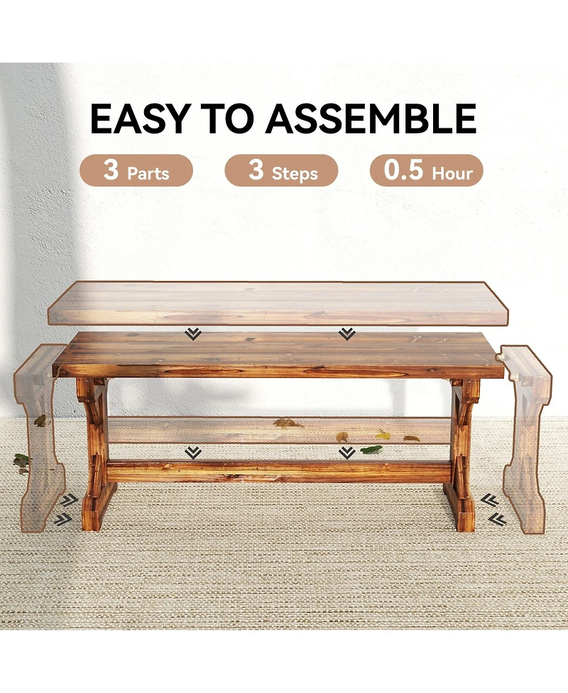 Outsunny Outdoor Wooden Bench, Rustic Garden Bench Loveseat