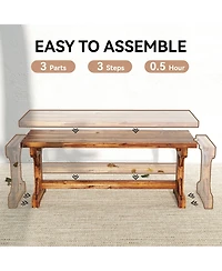 Outsunny Outdoor Wooden Bench, Rustic Garden Bench Loveseat