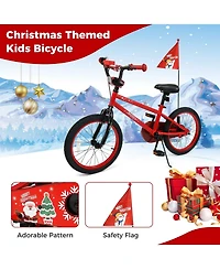 Mecale 18 Inch Kids Bike Adjustable with Christmas Music & Flag for Aged 4-8 Years Old