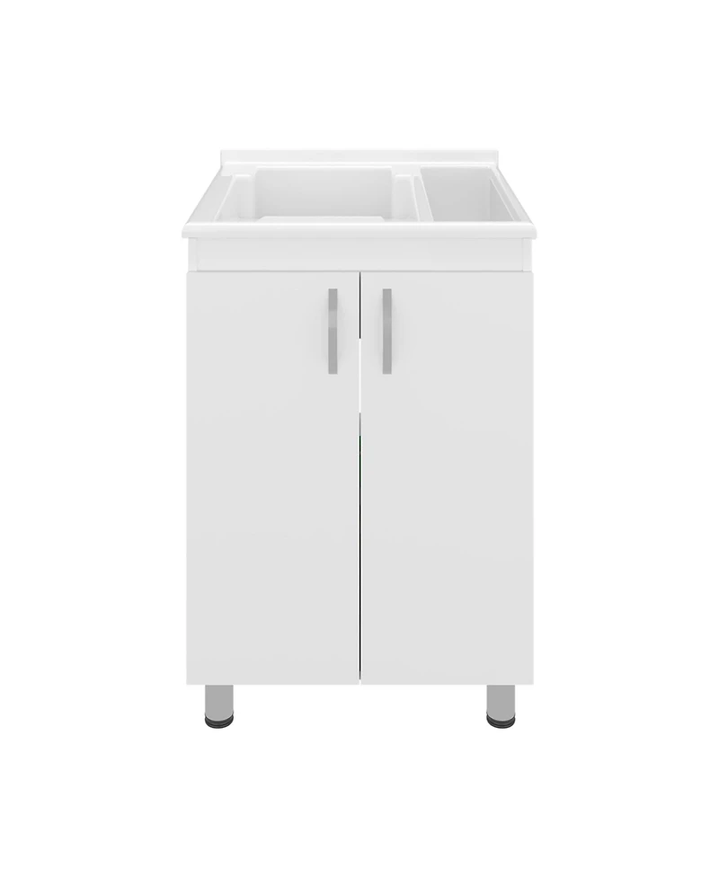 Fm Furniture Demolotion Utility Sink Cabinet with Dual Compartments and Storage, Modern Design