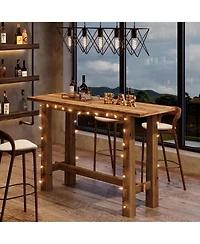 Tribesigns 63" Solid Wood Bar Table, Tall Pub Table for 4-6 People, Kitchen Counter Height Table for Dining & Home Bar