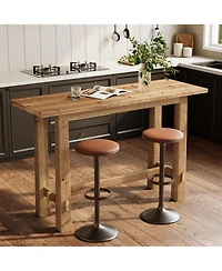 Tribesigns 63" Solid Wood Bar Table, Tall Pub Table for 4-6 People, Kitchen Counter Height Table for Dining & Home Bar