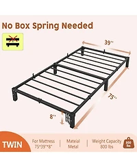gaomon Frame 8 Inch Metal Platform No Screws 800 Lbs Heavy Duty Tool-Free Iron Slats No Box Spring