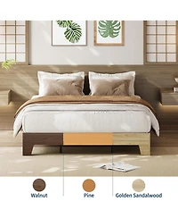 gaomon Platform Bed Frame Underbed Storage Clearance Wood Metal Slat No Headboard No Box Spring Easy Assembly.