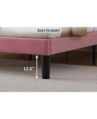 gaomon Bed Frame Upholstered Platform Button Tufted Headboard Under-Bed Storage Wooden Slats Noise Free No Box Spring