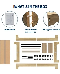 gaomon Platform Bed Frame with Underbed Storage- 10.24 Inch Clearance- Wood and Metal Slat Support- No Headboard- No Box Spring Needed.