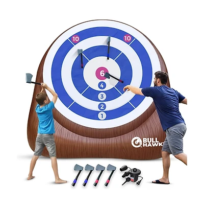 Swooc Xl Bull Hawker | Giant Axe Darts (Over 8ft Tall) w/ 15+ Games | Axe Throwing Game for Backyard w/ Air Pump | Outdoor Fun
