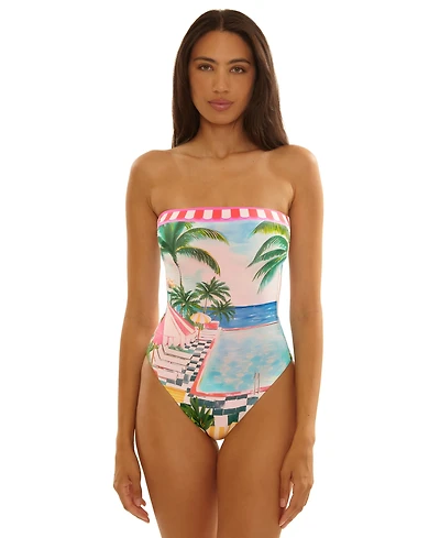 Becca Women's Miami Beach Colette Bandeau Neck One-Piece Swimsuit