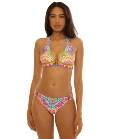 Becca Womens Mijas Mira Halter Swim Top Printed Hipster Swim Bottoms