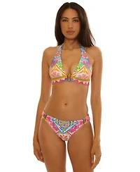 Becca Womens Mijas Mira Halter Swim Top Printed Hipster Swim Bottoms