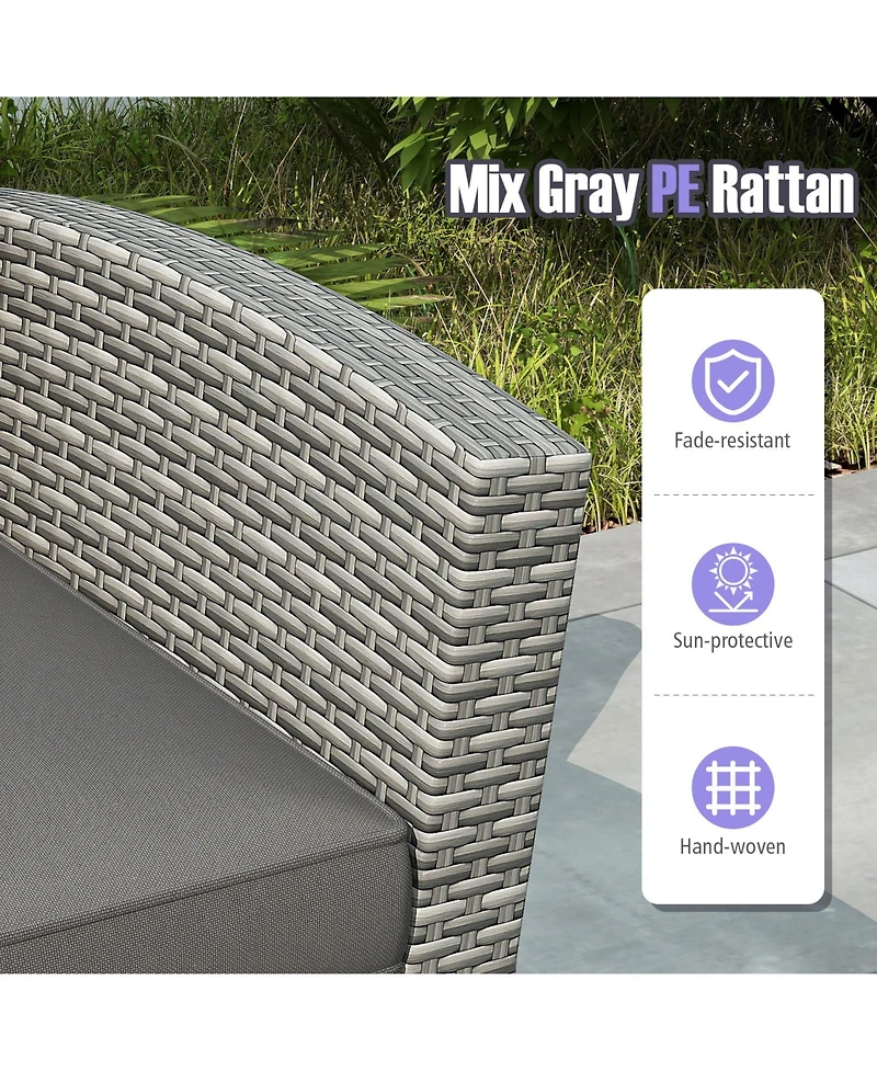 Gymax Set Of 4 Patio Furniture Set w/ Rattan Chairs Loveseat Coffee Table Cushions