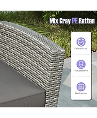 Gymax Set Of 4 Patio Furniture Set w/ Rattan Chairs Loveseat Coffee Table Cushions