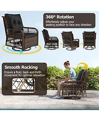 Gymax Set Of 3 Patio Furniture w/ 2-Tier Side Table & Cushions for Porch