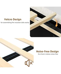 gaomon Platform Bed Lighted Upholstered 4 Storage Drawers Headboard Wooden Slats Noise-Free Easy Assembly No Box Spring