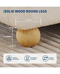 gaomon Cloud Bed Frame，Teddy Fleece Low Bed Frame Without Headboard, Thick Boucle Fabric Upholstered Platform Bed, Solid Wood Legs