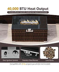 Gymax Set of 7 Patio Furniture 40000 Btu Gas Fire Pit Table Propane Tank Cover