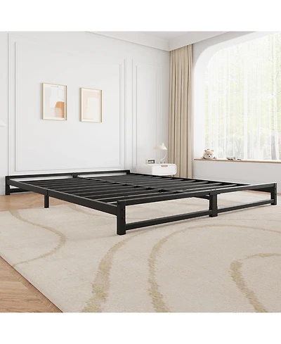 gaomon 6-Inch Queen Metal Bed Frame Heavy Duty Platform Steel Slat Support Mattress Foundation No Box Spring Noise-Free