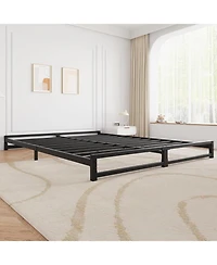 gaomon 6-Inch Queen Metal Bed Frame Heavy Duty Platform Steel Slat Support Mattress Foundation No Box Spring Noise-Free