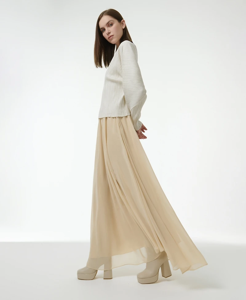 Leem Women's Elasticated Waist Asymmetric Skirt