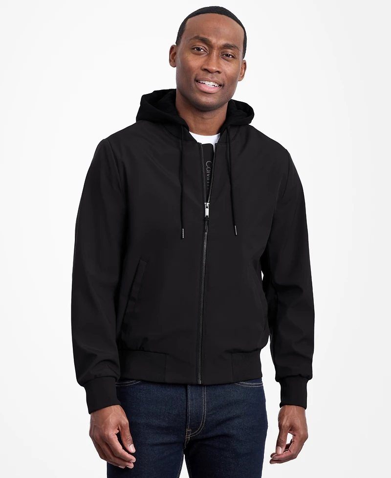 Calvin Klein Men's Bomber Knit Hood Jacket