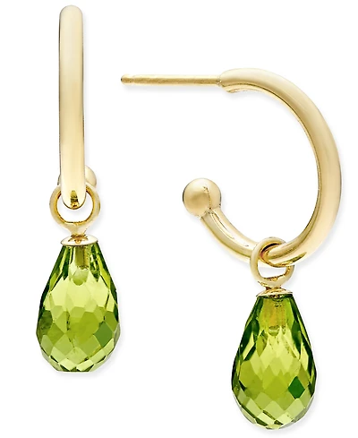 Peridot Hoop Earrings in 14k Gold