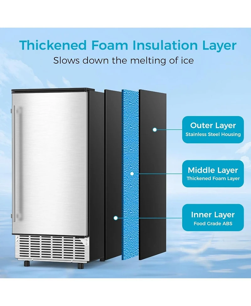 Cowsar,80Lbs Commercial Ice Maker, Stainless Steel, Undercounter/Freestanding, Clear Cube