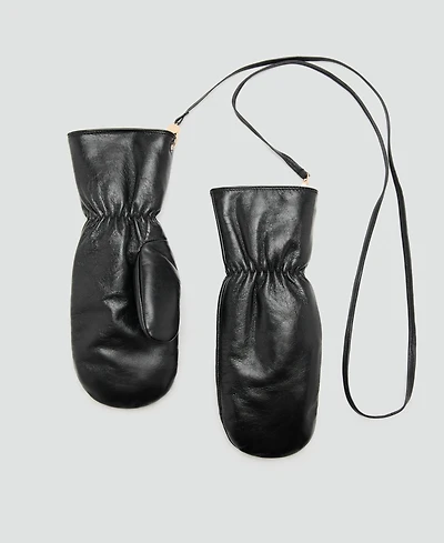 Mango Women's Leather Mittens