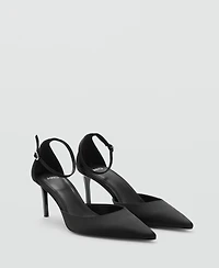 Mango Women's Ankle Straps Satin Court Shoes