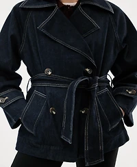 Mango Women's Denim Belt Trench Coat