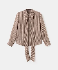 Mango Women's Tie Neck Collar Striped Blouse