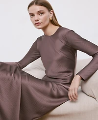 Mango Women's Long Satin Textured Dress