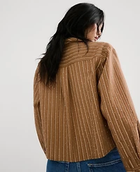 Mango Women's Rhinestone Detail Striped Shirt