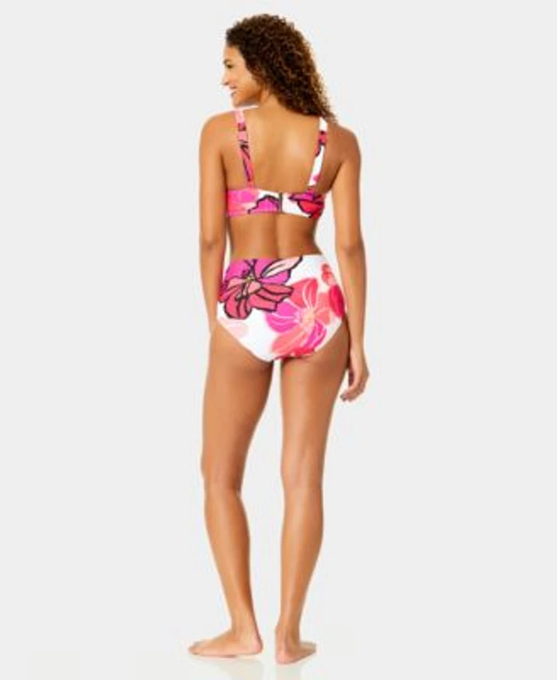 Anne Cole Womens Soft Shirred Band Swim Bikini Top High Waist Shirred Swim Bottoms