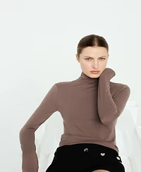 Mango Women's Fitted Turtleneck T-Shirt