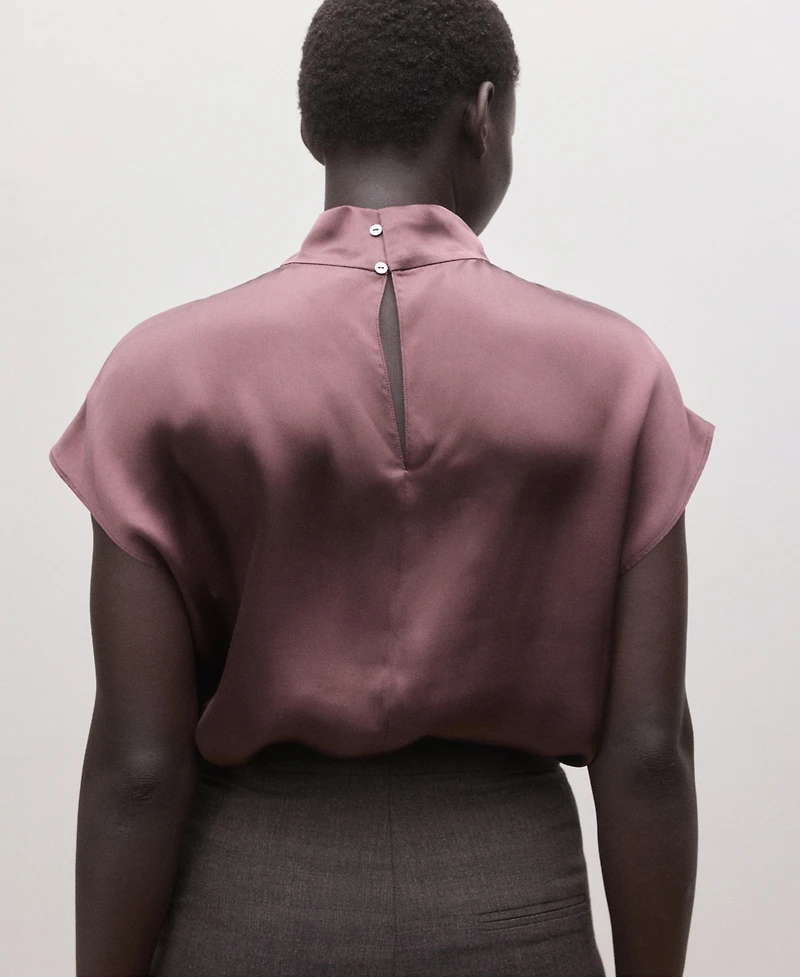 Mango Women's Satin Silk Blouse