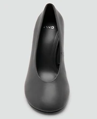 Mango Women's Round-Toe Leather High-Heeled Shoes