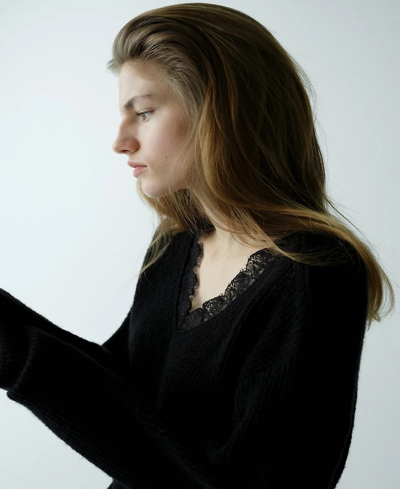 Mango Women's Lace Knit Jumper Sweater