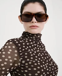 Mango Women's Ruched Polka Dot T-Shirt