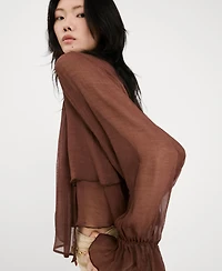 Mango Women's Ruffled High-Neck Blouse