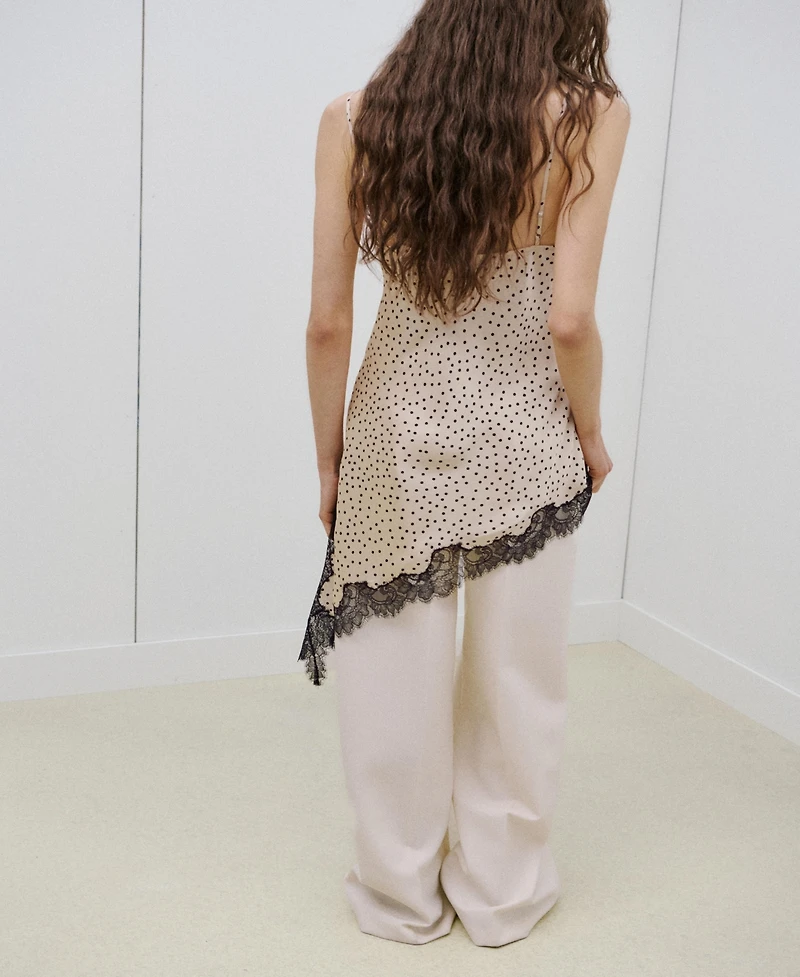 Mango Women's Polka Dots Lace Top