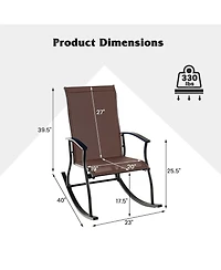 Gymax Set of 2 Outdoor Rocking Chair Patio Rocker w/ Breathable