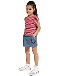 Tommy Hilfiger Girls' 4-6X Crewneck T-Shirt and Front Waist Skort, 2-Piece Set