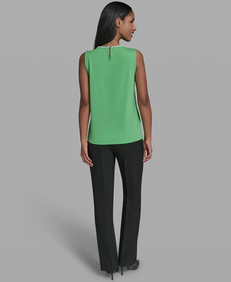 Karl Lagerfeld Paris Women's Crew Neck Sleeveless Blouse