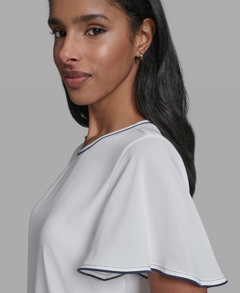 Karl Lagerfeld Paris Women's Crew Neck Short-Sleeve Top